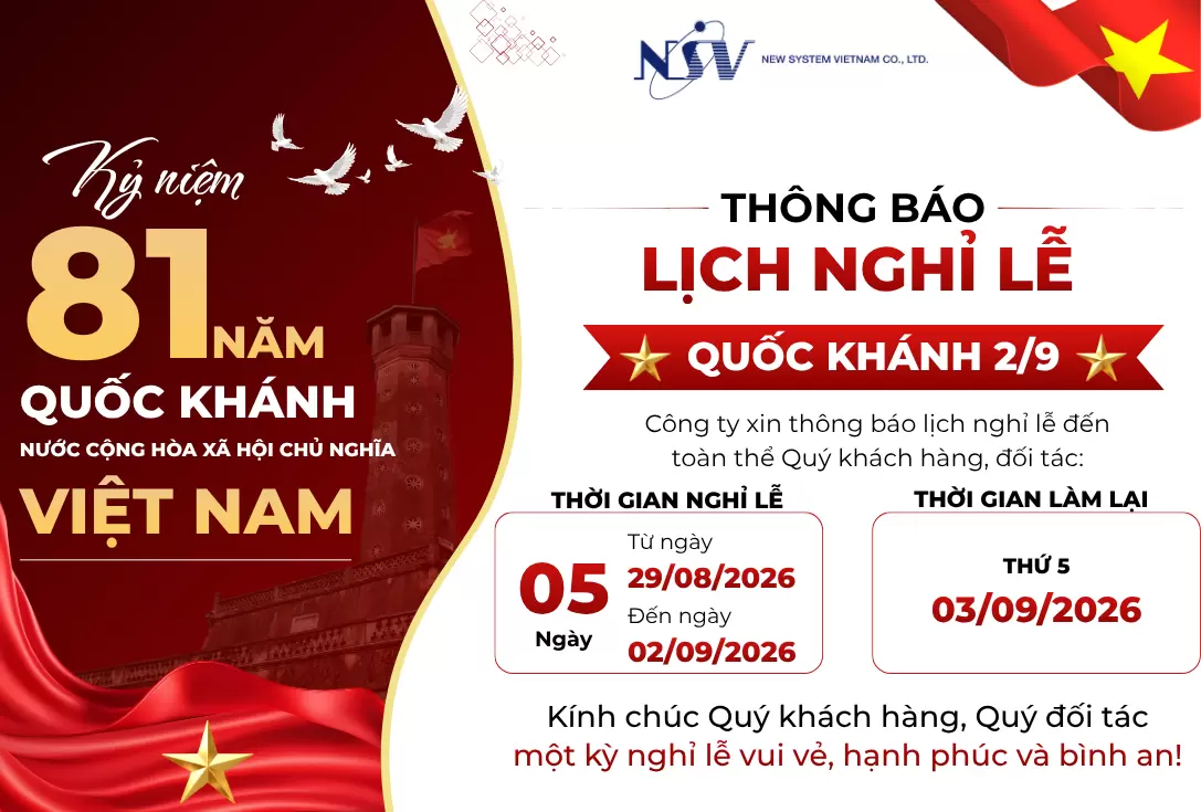 THÔNG BÁO LỊCH NGHỈ LỄ QUỐC KHÁNH 2/9/2026