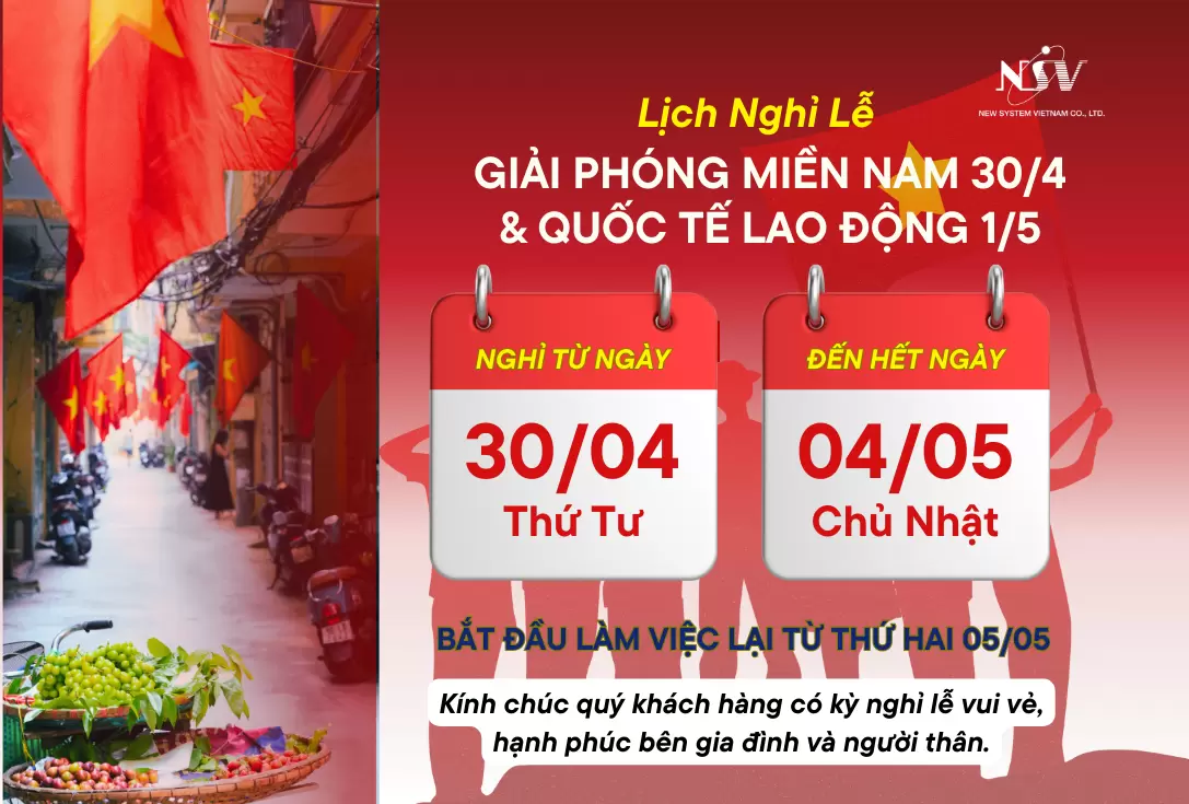 THÔNG BÁO LỊCH NGHỈ LỄ 30/4 & 1/5